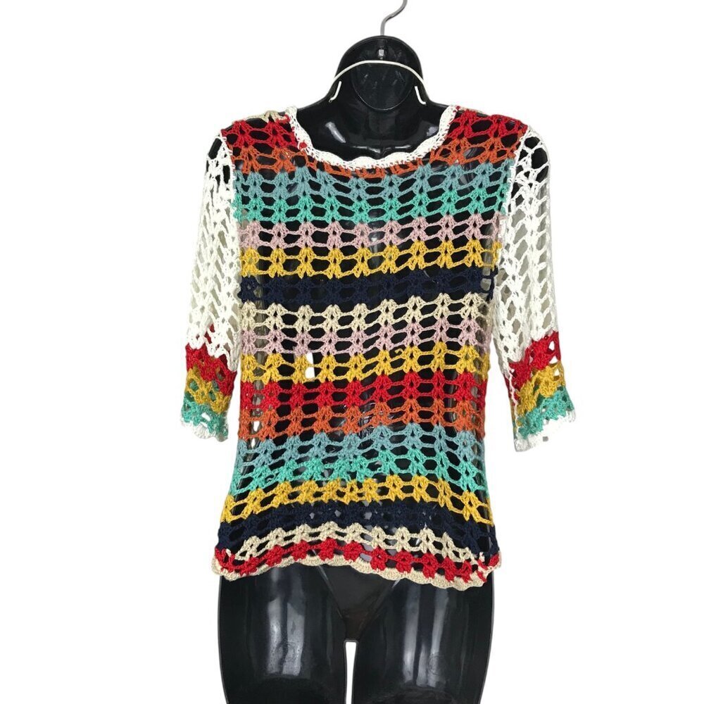 Textile Artist Crochet Floral Top Size M - Picture 5 of 5
